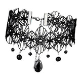 Maxbell Vintage Black Lace Gothic Tattoo Choker Necklaces Tassels Chain Pendant D
