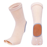 Maxbell Yoga Socks Women Non Skid Grips Pilates Fitness Ballet Exercise Sock Beige