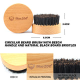 Maxbell Men's Beard Brush Boar Bristle Round Wood Handle Mustache Care Grooming Kit