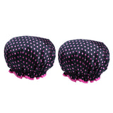 Maxbell 2 Pieces Double Layer Waterproof Shower Bathing Caps for Women Black #1