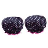 Maxbell 2 Pieces Double Layer Waterproof Shower Bathing Caps for Women Black #1