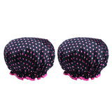 Maxbell 2 Pieces Double Layer Waterproof Shower Bathing Caps for Women Black #1