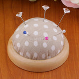 Maxbell wooden bottom pincushion sewing crafts needlework pins storage tool  D