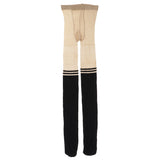 Maxbell Women Tights Sheer Footed Pantyhose Stretchy Thigh High Stockings Skin+Black