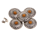 Maxbell 5pcs Round Floral Turquoise Buttons Screw Back For Bag Wallet Saddle Orange
