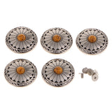 Maxbell 5pcs Round Floral Turquoise Buttons Screw Back For Bag Wallet Saddle Orange