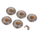 Maxbell 5pcs Round Floral Turquoise Buttons Screw Back For Bag Wallet Saddle Orange