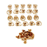 Maxbell 20 Sets Brass Button Rivet Studs Screw Back Round Head Ring Craft Golden