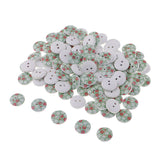 Maxbell 100Pcs Snowflake Wooden Buttons Sewing Clothing Accessories 15mm Light Green