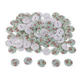 Maxbell 100Pcs Snowflake Wooden Buttons Sewing Clothing Accessories 15mm Light Green