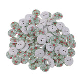 Maxbell 100Pcs Snowflake Wooden Buttons Sewing Clothing Accessories 15mm Light Green