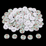 Maxbell 100Pcs Snowflake Wooden Buttons Sewing Clothing Accessories 15mm Light Green