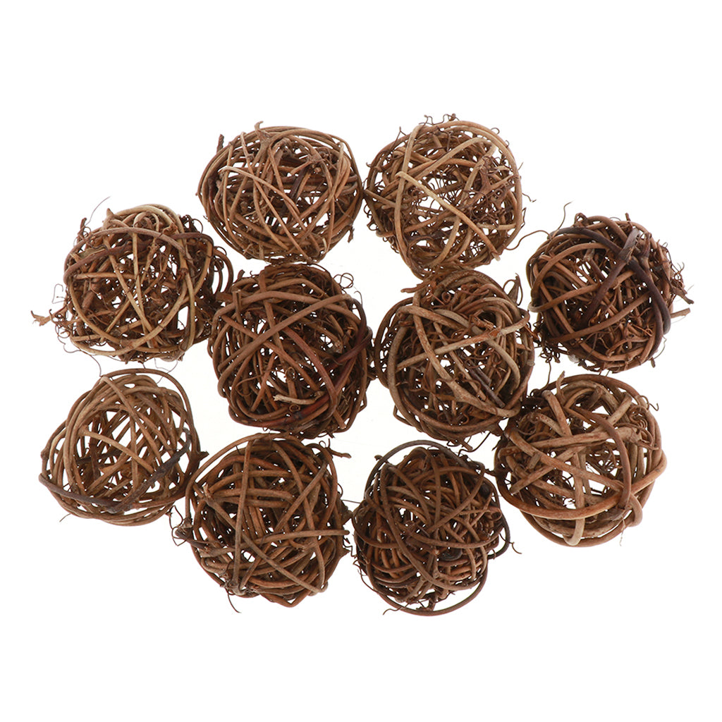 Maxbell 10pcs 5cm Natural Handmade Rattan Vine Ball DIY Ornaments Crafts  natural