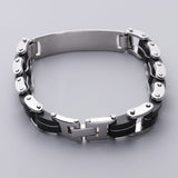 Maxbell Stainless Steel Silicone Motorcycle Chain Link Bracelets 4 Styles 20.6x1.2cm