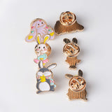 Maxbell 6 Mixed Alloy Enamel Brooch Pins Cute Rabbit Shaped Badge Fashion Jewelry