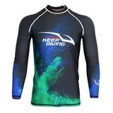 Maxbell Men Long Sleeve Wetsuit Top Scuba Diving Surfing Snorkeling Rash Guard 2XL