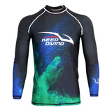 Maxbell Men Long Sleeve Wetsuit Top Scuba Diving Surfing Snorkeling Rash Guard 2XL