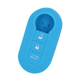 Maxbell Silicone Remote Key Fob Case 3 Buttons Folding Cover For Fiat Light Blue