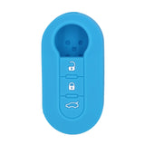 Maxbell Silicone Remote Key Fob Case 3 Buttons Folding Cover For Fiat Light Blue