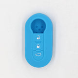 Maxbell Silicone Remote Key Fob Case 3 Buttons Folding Cover For Fiat Light Blue