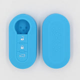 Maxbell Silicone Remote Key Fob Case 3 Buttons Folding Cover For Fiat Light Blue