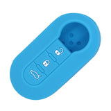 Maxbell Silicone Remote Key Fob Case 3 Buttons Folding Cover For Fiat Light Blue