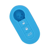 Maxbell Silicone Remote Key Fob Case 3 Buttons Folding Cover For Fiat Light Blue