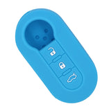 Maxbell Silicone Remote Key Fob Case 3 Buttons Folding Cover For Fiat Light Blue