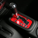 Maxbell Gear Shift Knob Frame Cover Shifter Decorate for Jeep Wrangler 11-16 Red