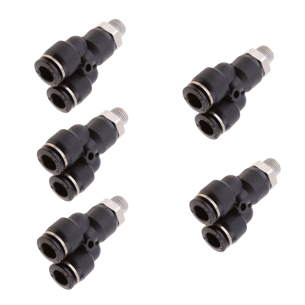 Maxbell 5 Pieces Air Water Hose Triple Push In Male Thread Pneumatic DPX-X8-01