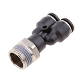 Maxbell 5 Pieces Air Water Hose Triple Push In Male Thread Pneumatic DPX-X6-03