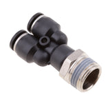 Maxbell 5 Pieces Air Water Hose Triple Push In Male Thread Pneumatic DPX-X6-03