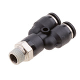 Maxbell 5 Pieces Air Water Hose Triple Push In Male Thread Pneumatic DPX-X6-01