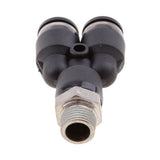 Maxbell 5 Pieces Air Water Hose Triple Push In Male Thread Pneumatic DPX-X6-01
