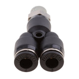 Maxbell 5 Pieces Air Water Hose Triple Push In Male Thread Pneumatic DPX-X6-01