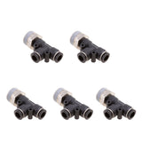 Maxbell 5 Pieces Air Water Line Hose Tube Triple Push In Pneumatic Fitting DPD-D8-04