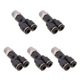 Maxbell 5 Pieces Air Water Hose Triple Push In Male Thread Pneumatic DPX-X6-02