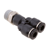 Maxbell 5 Pieces Air Water Hose Triple Push In Male Thread Pneumatic DPX-X6-02