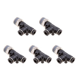 Maxbell 5 Pieces Air Water Line Hose Tube Triple Push In Pneumatic Fitting DPD-D6-03