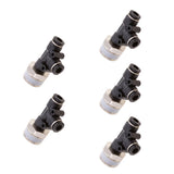 Maxbell 5 Pieces Air Water Line Hose Tube Triple Push In Pneumatic Fitting DPD-D6-04