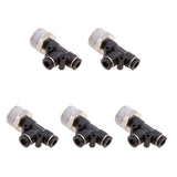 Maxbell 5 Pieces Air Water Line Hose Tube Triple Push In Pneumatic Fitting DPD-D6-04
