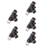 Maxbell 5 Pieces Air Water Line Hose Tube Triple Push In Pneumatic Fitting DPD-D4-01