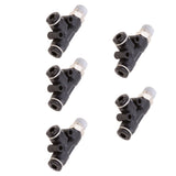 Maxbell 5 Pieces Air Water Line Hose Tube Triple Push In Pneumatic Fitting DPD-D4-01