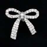 Maxbell 1 piece diamante bowknot pin back cluth brooch badge fashion jewelry Silver