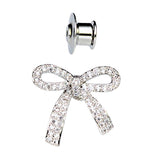 Maxbell 1 piece diamante bowknot pin back cluth brooch badge fashion jewelry Silver