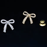 Maxbell 1 piece diamante bowknot pin back cluth brooch badge fashion jewelry Silver