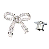 Maxbell 1 piece diamante bowknot pin back cluth brooch badge fashion jewelry Silver