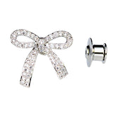 Maxbell 1 piece diamante bowknot pin back cluth brooch badge fashion jewelry Silver