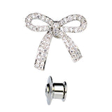 Maxbell 1 piece diamante bowknot pin back cluth brooch badge fashion jewelry Silver