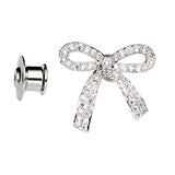 Maxbell 1 piece diamante bowknot pin back cluth brooch badge fashion jewelry Silver